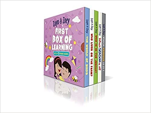 Zayn & Zoey First Box of Learning (Box Set) - Set of 5 Board Books - Vehicles, Seasons, Farm Animals, Wild animals, Birds - For kids 0-3 years old