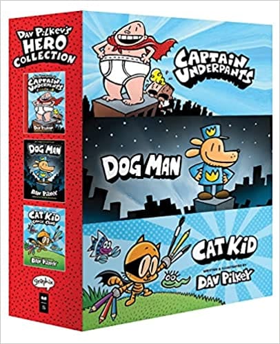 Dav Pilkeys Hero Collection 3-book Boxed Set Captain Underpants 1 Dog Man 1 Cat Kid Comic Club 1
