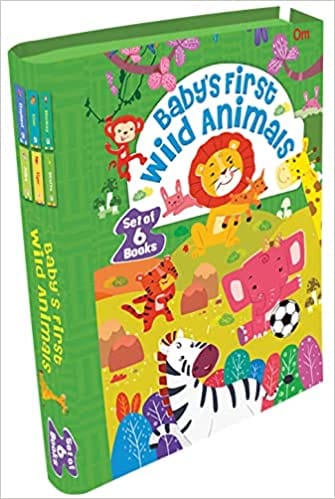 Babys First Wild Animals Elephant Lion Monkey Zebra Tiger And Giraffe (set Of 6 Books)