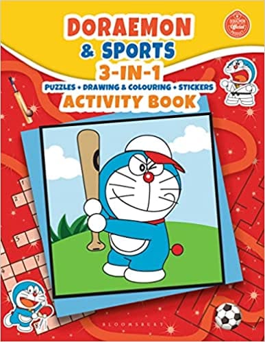 Doraemon & Sports 3-in-1 Puzzles + Drawing & Colouring + Stickers Activity Book