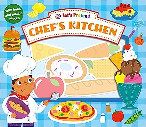 Lets Pretend Chefs Kitchen With Book And Puzzle Pieces