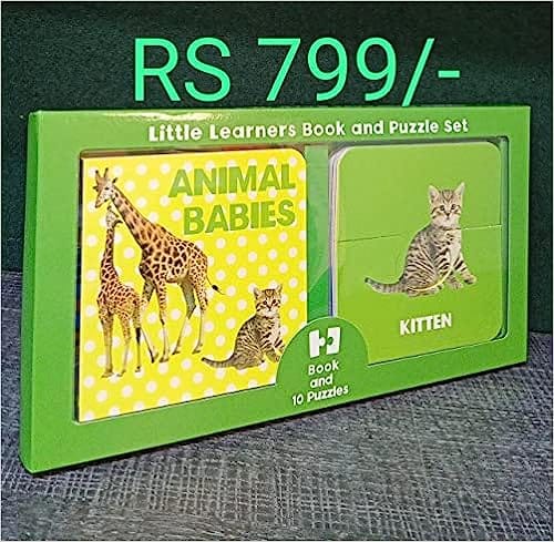 Little Learners Book And Puzzle Set Animal Babies