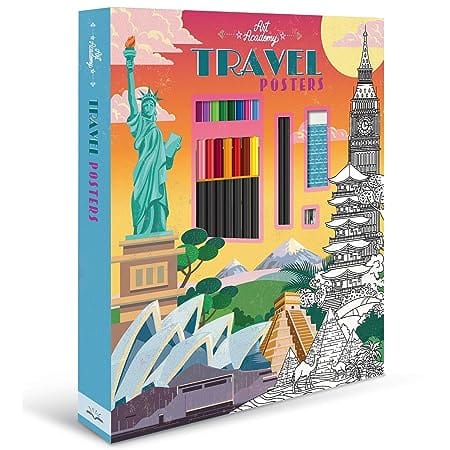 Parragon Travel Posters Colouring Book Set For Kids, Colour Your Famous Places