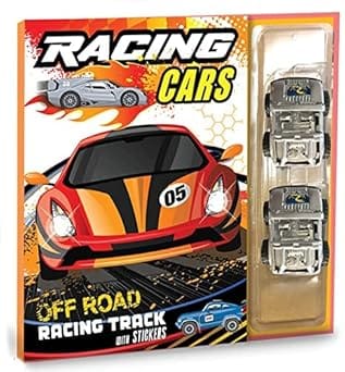 Hello Friend Racing Car Off-road Racing Track And Toy Book - 2 Racing Car Toys With Stickers