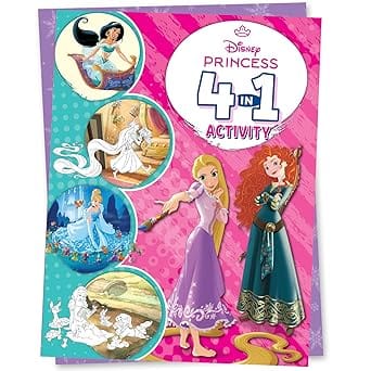 Disney Princess 4-in-1 Activity Book Puzzles, Coloring, Games, And More For Kids Ages 4 To 6