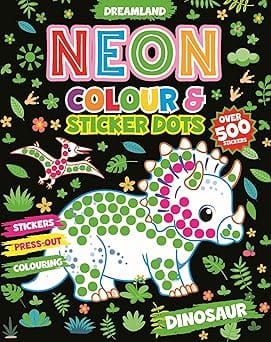 Dinosaur Neon Colour And Sticker Dots Book Over 500 Stickers