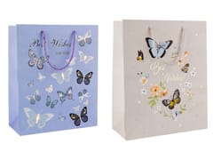 Set of 4 Premium Gift Bags – Elegant Butterfly & Floral Designs – Best Wishes Collection with Rope Handles