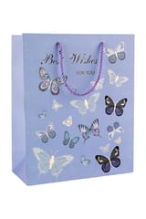 Set of 4 Premium Gift Bags – Elegant Butterfly & Floral Designs – Best Wishes Collection with Rope Handles