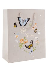 Set of 4 Premium Gift Bags – Elegant Butterfly & Floral Designs – Best Wishes Collection with Rope Handles