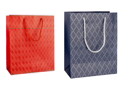 Premium Red & Navy Blue Geometric Gift Bag Set – Stylish Paper Bags with Sturdy Rope Handles for All Occasions
