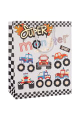 Combo of 3 Monster Truck Gift Bags – Fun & Colorful Designs for Kids – Small & Medium Sizes with Rope Handles