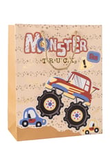 Combo of 3 Monster Truck Gift Bags – Fun & Colorful Designs for Kids – Small & Medium Sizes with Rope Handles