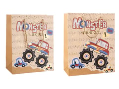 Combo of 3 Monster Truck Gift Bags – Fun & Colorful Designs for Kids – Small & Medium Sizes with Rope Handles