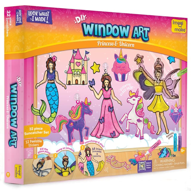 Imagimake Window Art Princess & Unicorn | Glass Painting Kit