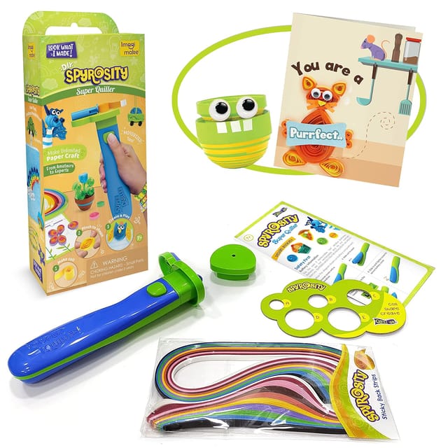 Quill On Spyrosity Super Quiller - Electric Quilling Tool - Coils 10+ Strips - Includes 100 Strips