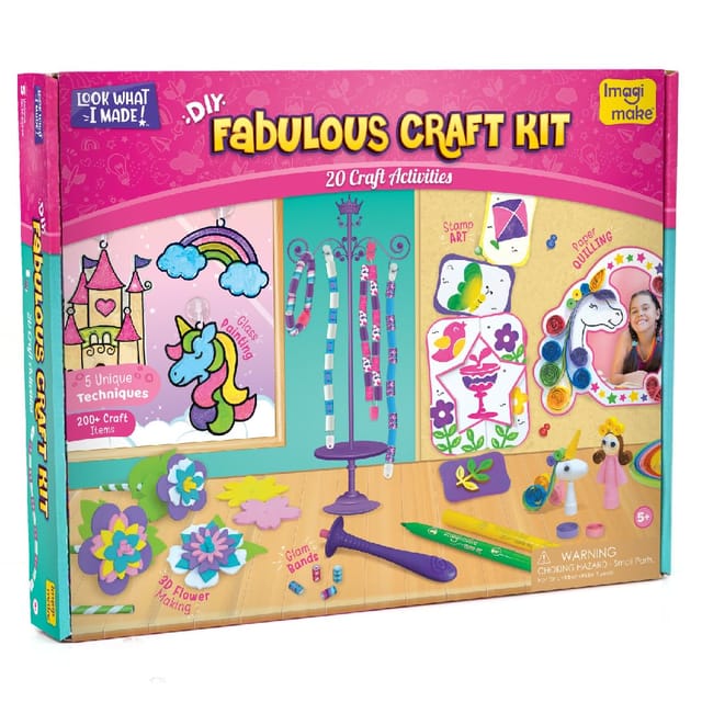 Imagimake Fabulous Craft Kit 5-in-1 Arts & Crafts Set For Kids Glass Painting