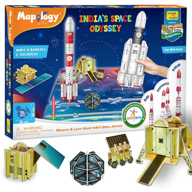 Imagimake Mapology - Isro Indias Space Odyssey|rocket & Satellite Model Making 1 Piece Sets