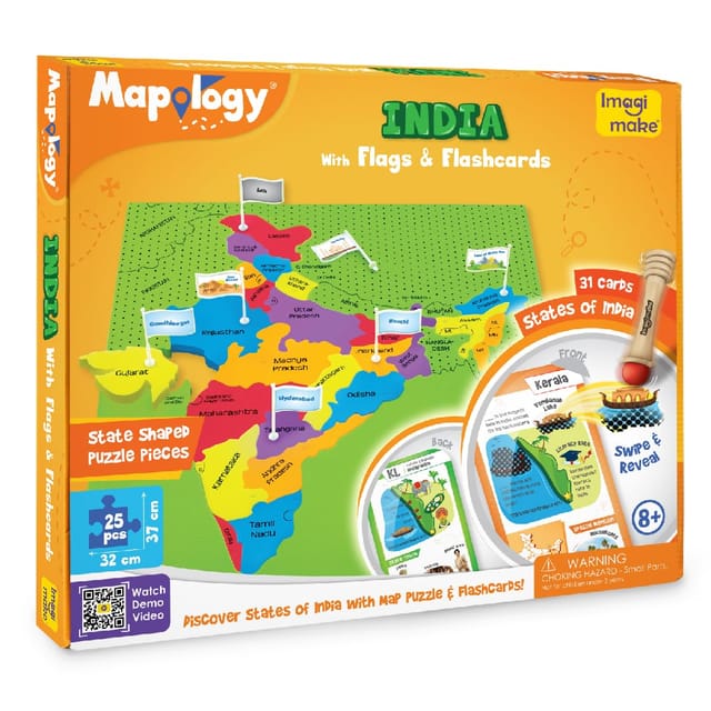 Imagimake Mapology India Map With Flash Card| Swipe & Reveal Card Game