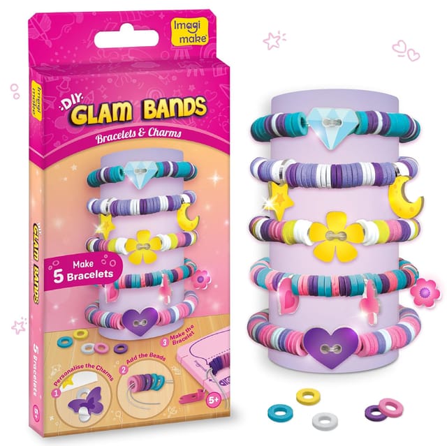 Imagimake Plastic Diy Glam Bands Bracelet & Charms