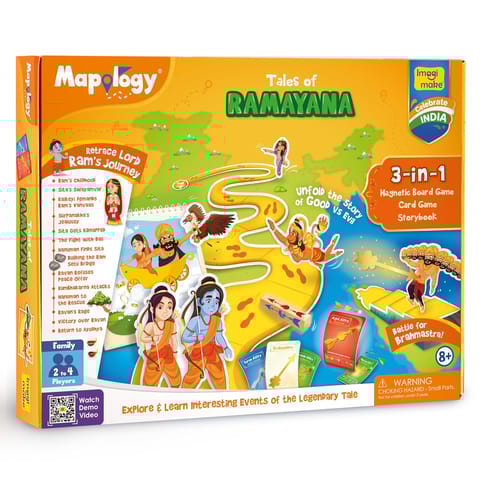 Imagimake Mapology Tales Of Ramayana | 3-in-1 Fun Family Board Game | Magnetic Path Puzzle