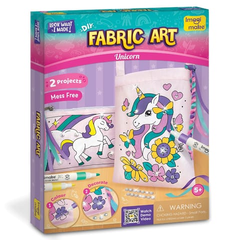 Imagimake Fabric Art � Unicorn | Diy Craft Kit For Kids | Colour & Decorate Sling Bag & Pouch