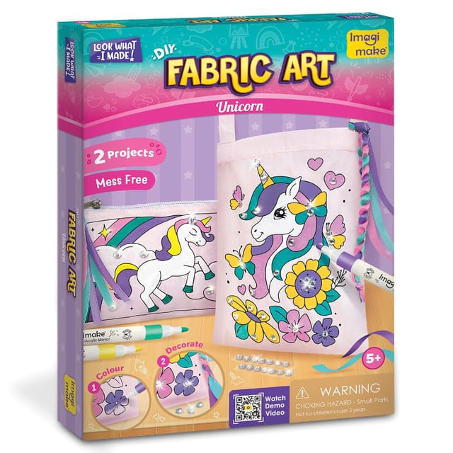 Imagimake Fabric Art � Unicorn | Diy Craft Kit For Kids | Colour & Decorate Sling Bag & Pouch