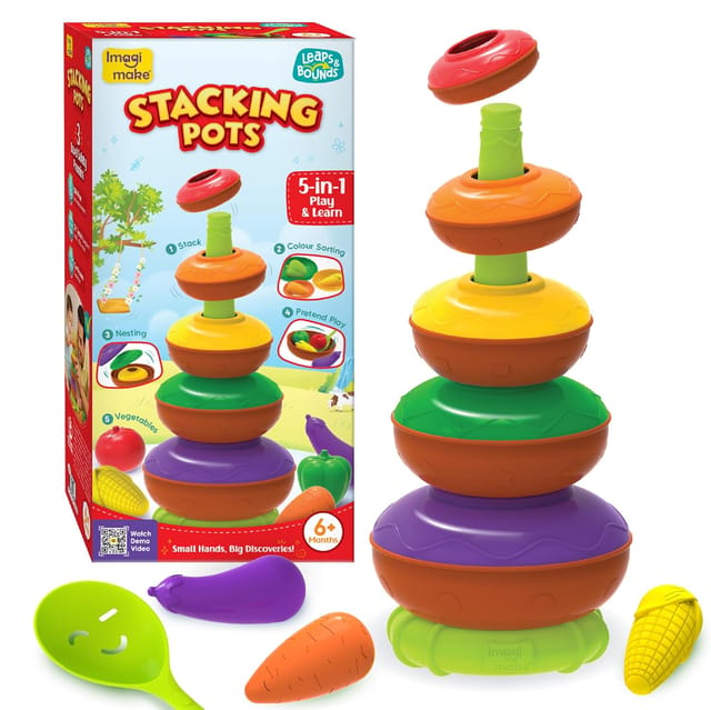Imagimake Stacking Pots Toys | Leaps & Bounds Baby Toys For 12+ Months