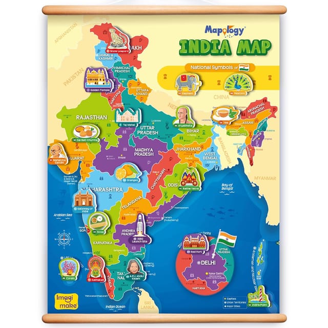 Imagimake Mapology India Map With Reusable Stickers