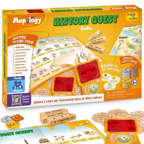 Imagimake Kid,teen,adult Mapology History Quest,india,historical Board Game,explore 8 Eras Of Indian History With Diy