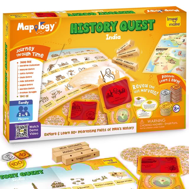 Imagimake Kid,teen,adult Mapology History Quest,india,historical Board Game,explore 8 Eras Of Indian History With Diy