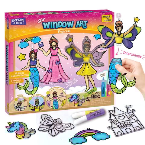 Imagimake Window Art - Princess - 16 Pieces Glass Painting Set