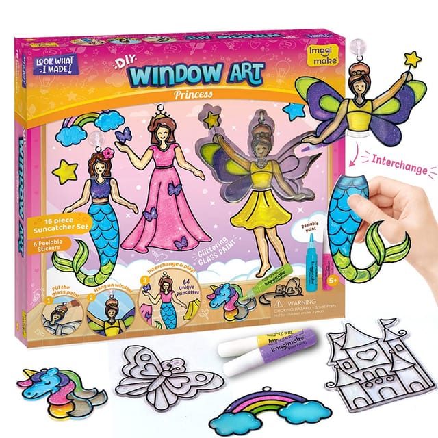 Imagimake Window Art - Princess - 16 Pieces Glass Painting Set