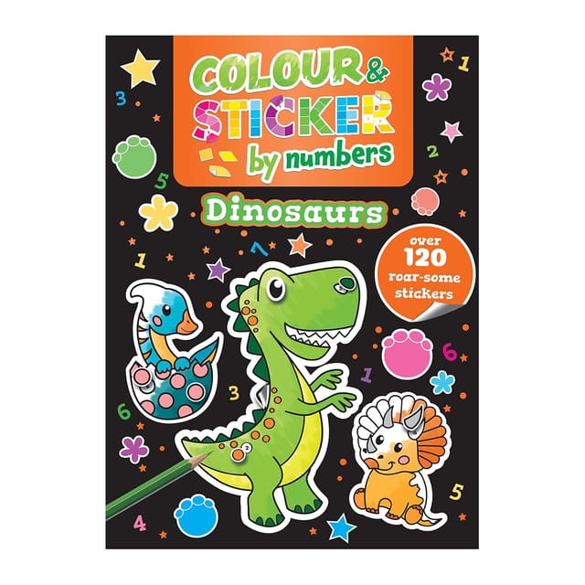 Colour And Sticker By Numbers Dinosaurs