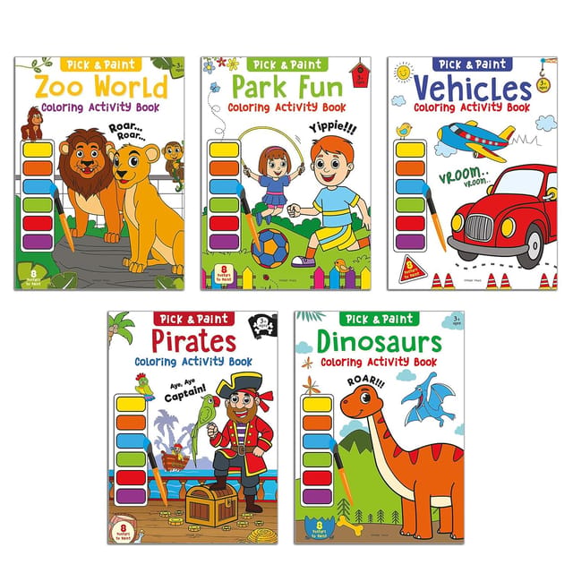 Pick & Paint - Coloring Activity Books For Boys (pack Of 5)